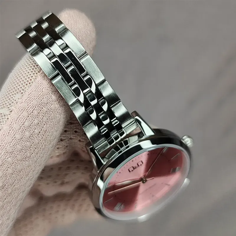 Q&Q Purple Dial Silver Quartz Ladies Watch- Q48B-002PY